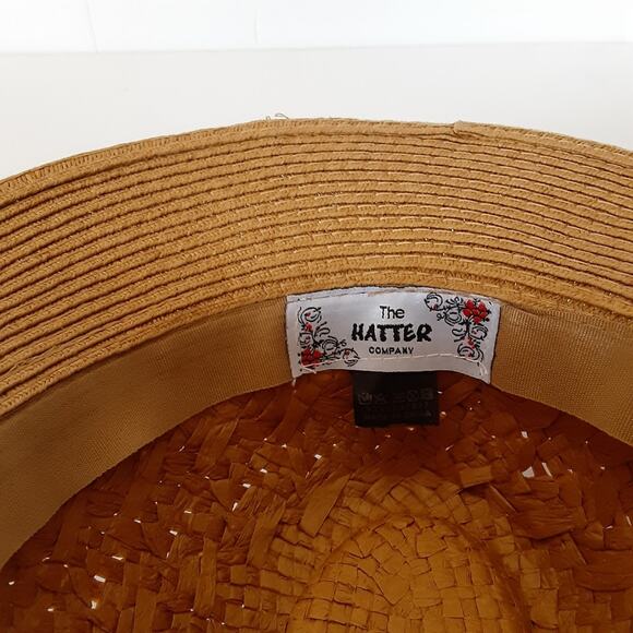 The Hatter Co Raffia Brim Hat Straw Woven Beach Summer Brimmed Golf Hat Resort - Picture 7 of 11